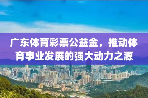 广东体育彩票公益金，推动体育事业发展的强大动力之源